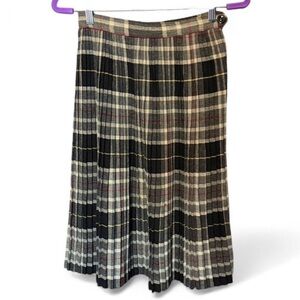 Vintage Plaid Pleated Skirt